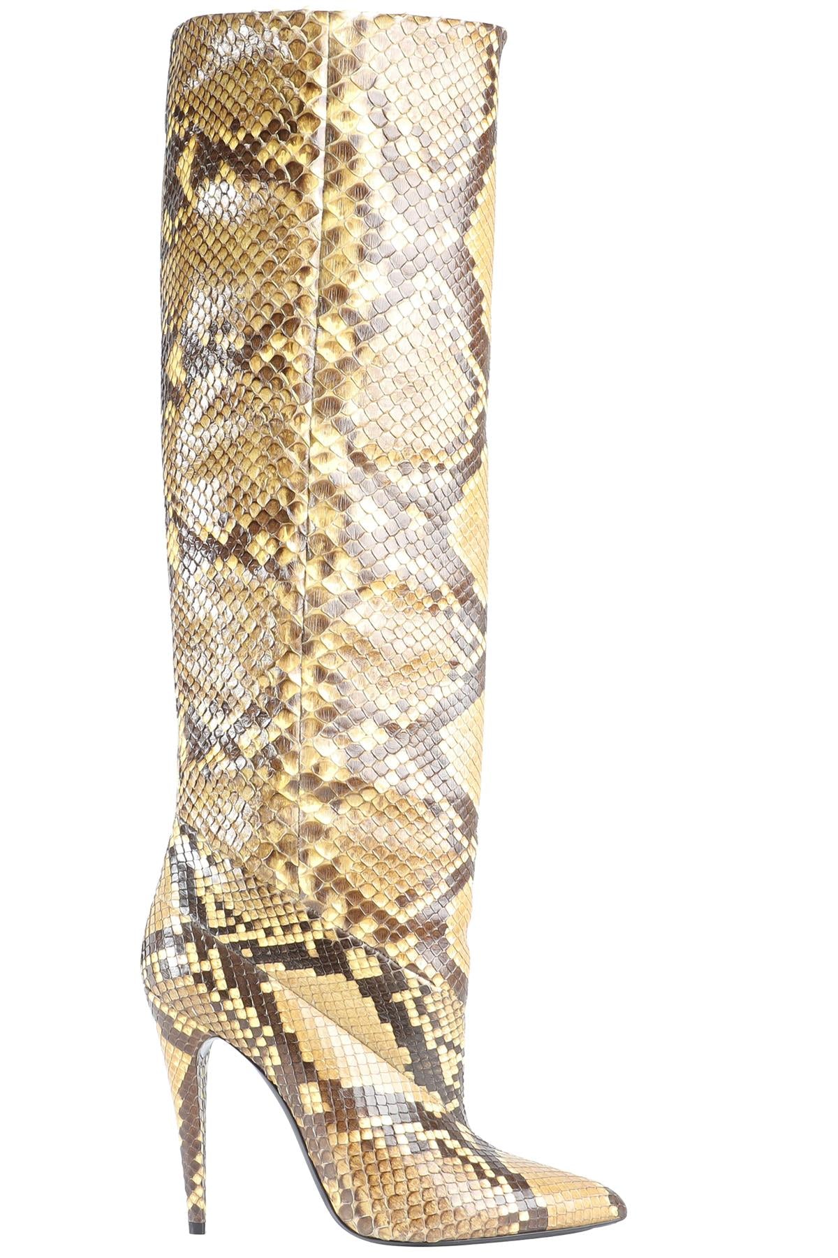 SAINT LAURENT YELLOW SNAKESKIN KNEE HIGH BOOTS EU 39.5 UK 6.5 US 9.5
