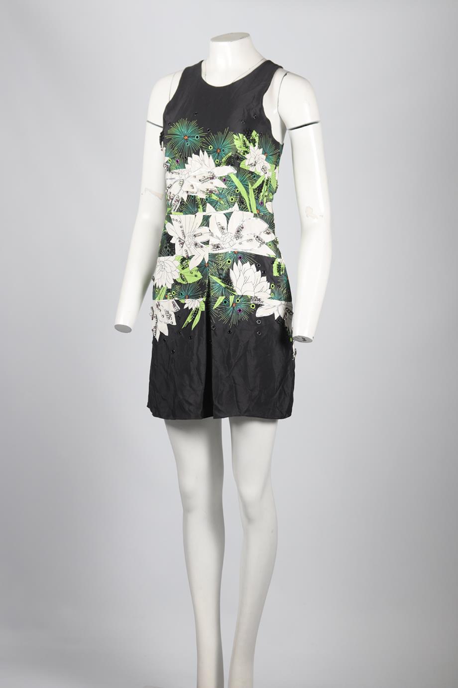 3.1 PHILLIP LIM CRYSTAL AND SILK MINI DRESS US 0 UK 2