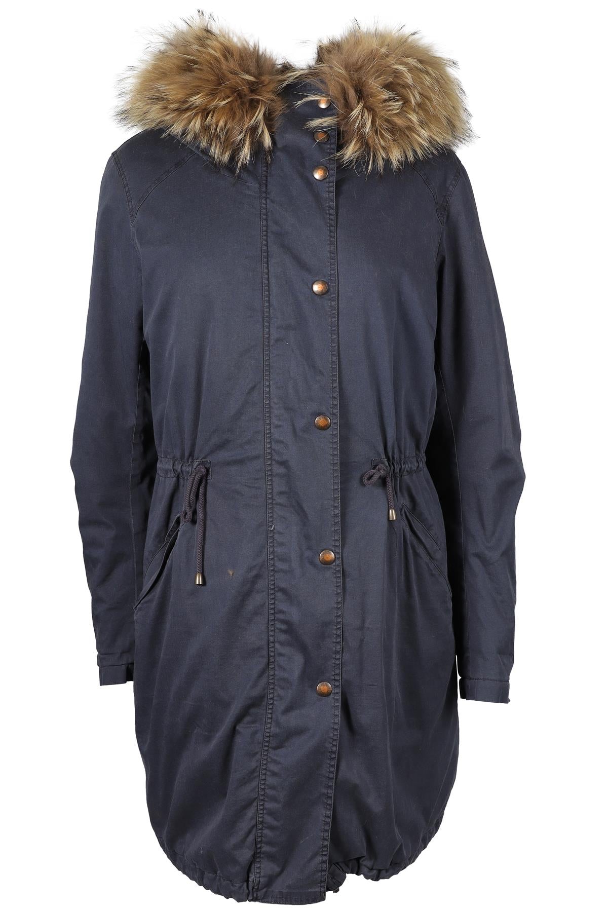 HISTORY REPEATS MICHELLE ROSSI BLUE COTTON AND FUR COAT IT 46 UK 14