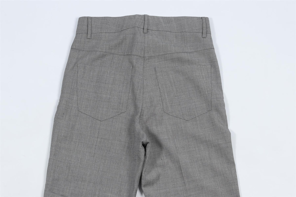 LOEWE GREY WOOL STRAIGHT LEG TROUSERS FR 34 UK 6