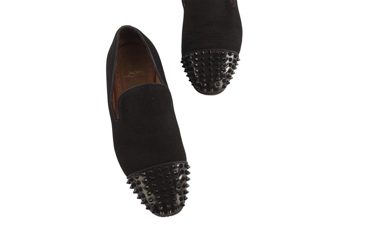 CHRISTIAN LOUBOUTIN BLACK MEN'S FABRIC LOAFERS EU 43.5 UK 9.5 US 10.5