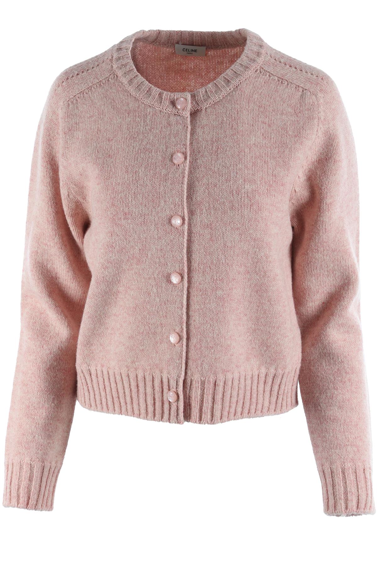 CELINE PINK TRIOMPH WOOL CARDIGAN LARGE