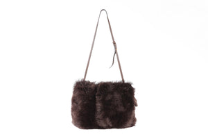 LOEWE BROWN FLAMENCO SHEARLING SHOULDER BAG