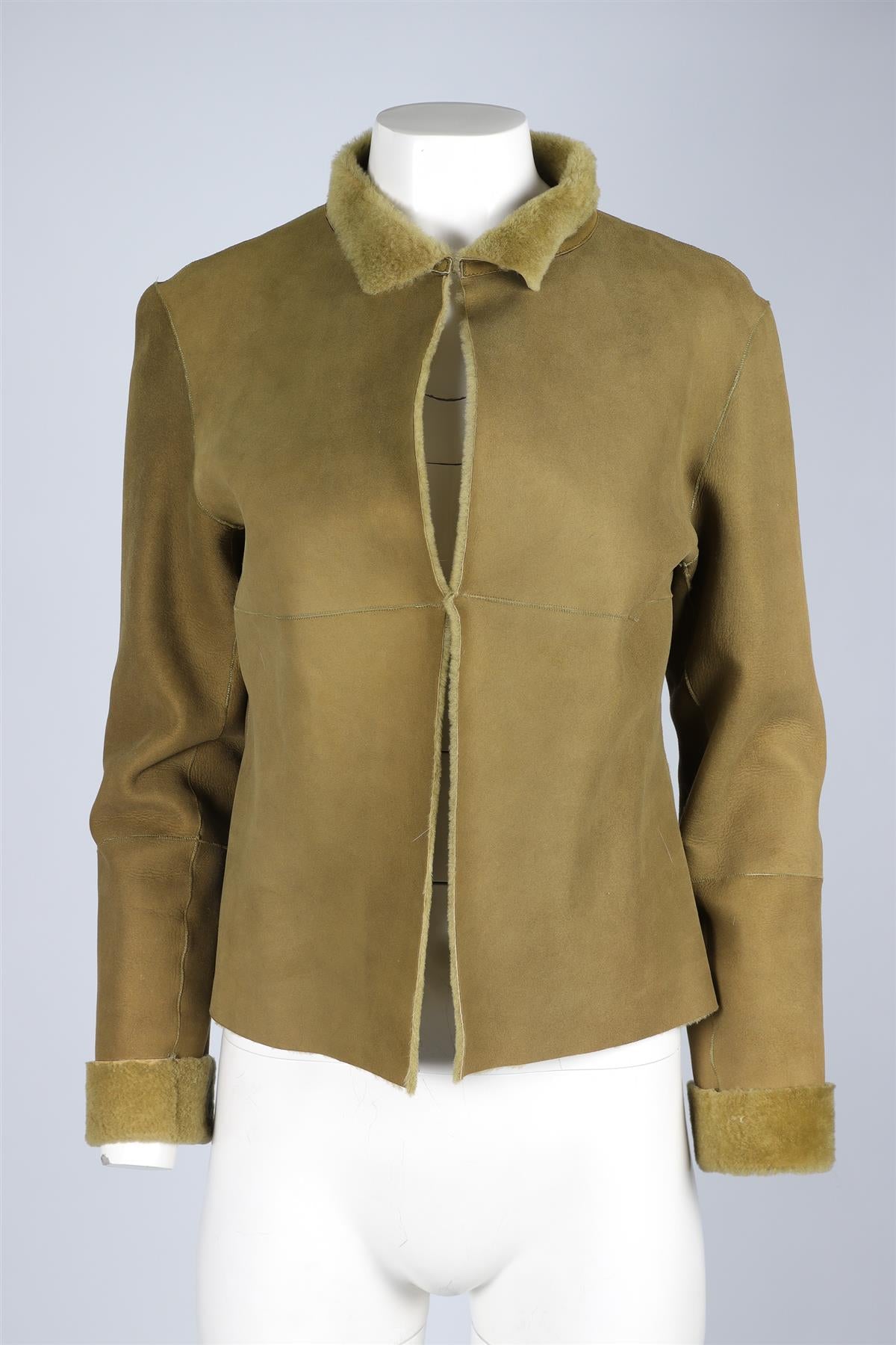 FRANCK NAMANI GREEN SHEARLING AND SUEDE JACKET IT 40 UK 8