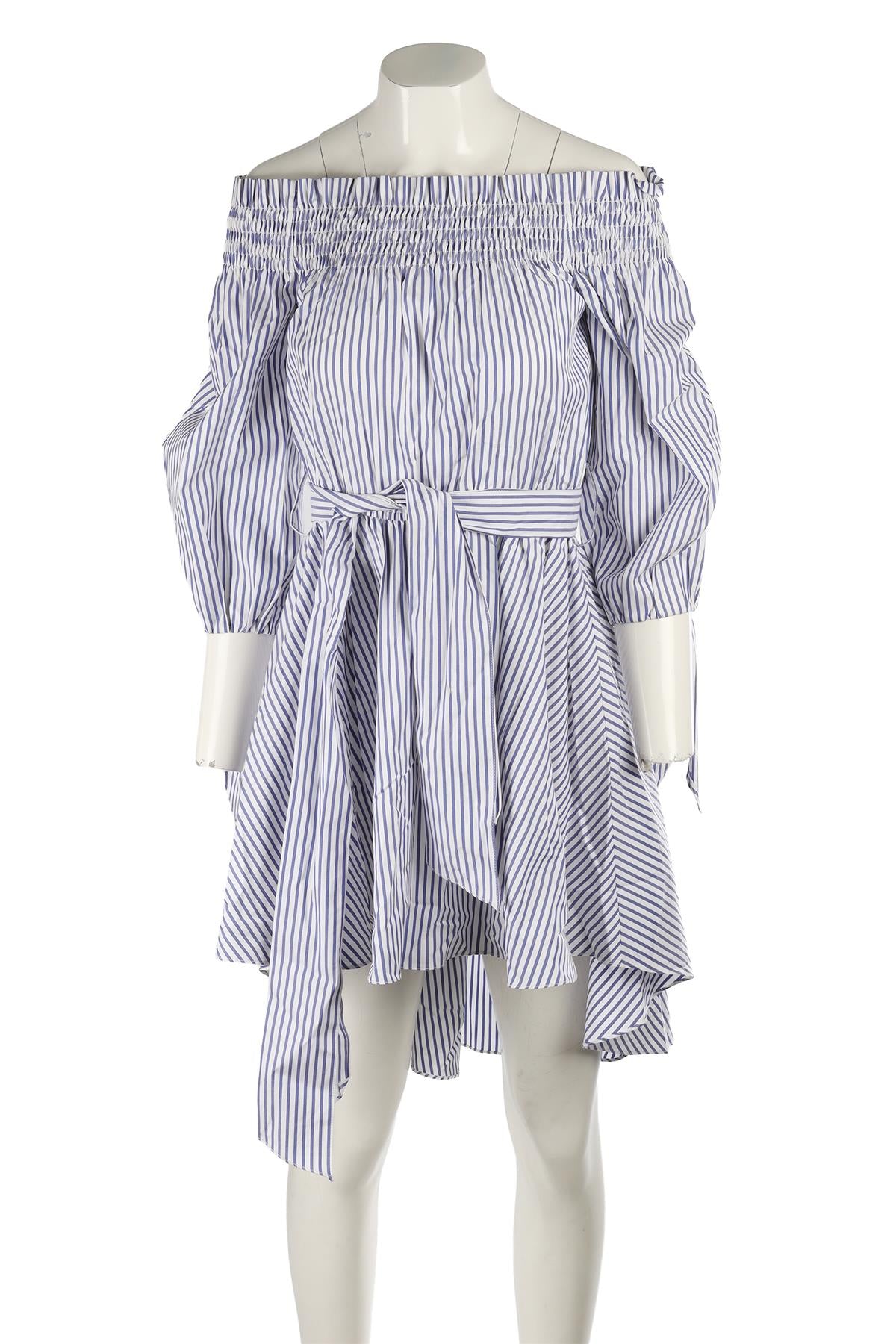 CAROLINE CONSTAS BLUE COTTON MIDI DRESS SMALL