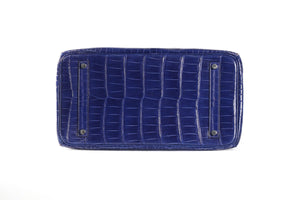 HERMÈS BLUE 2012 BIRKIN 35CM POROSUS CROCODILE LEATHER BAG IN ROYAL BLUE