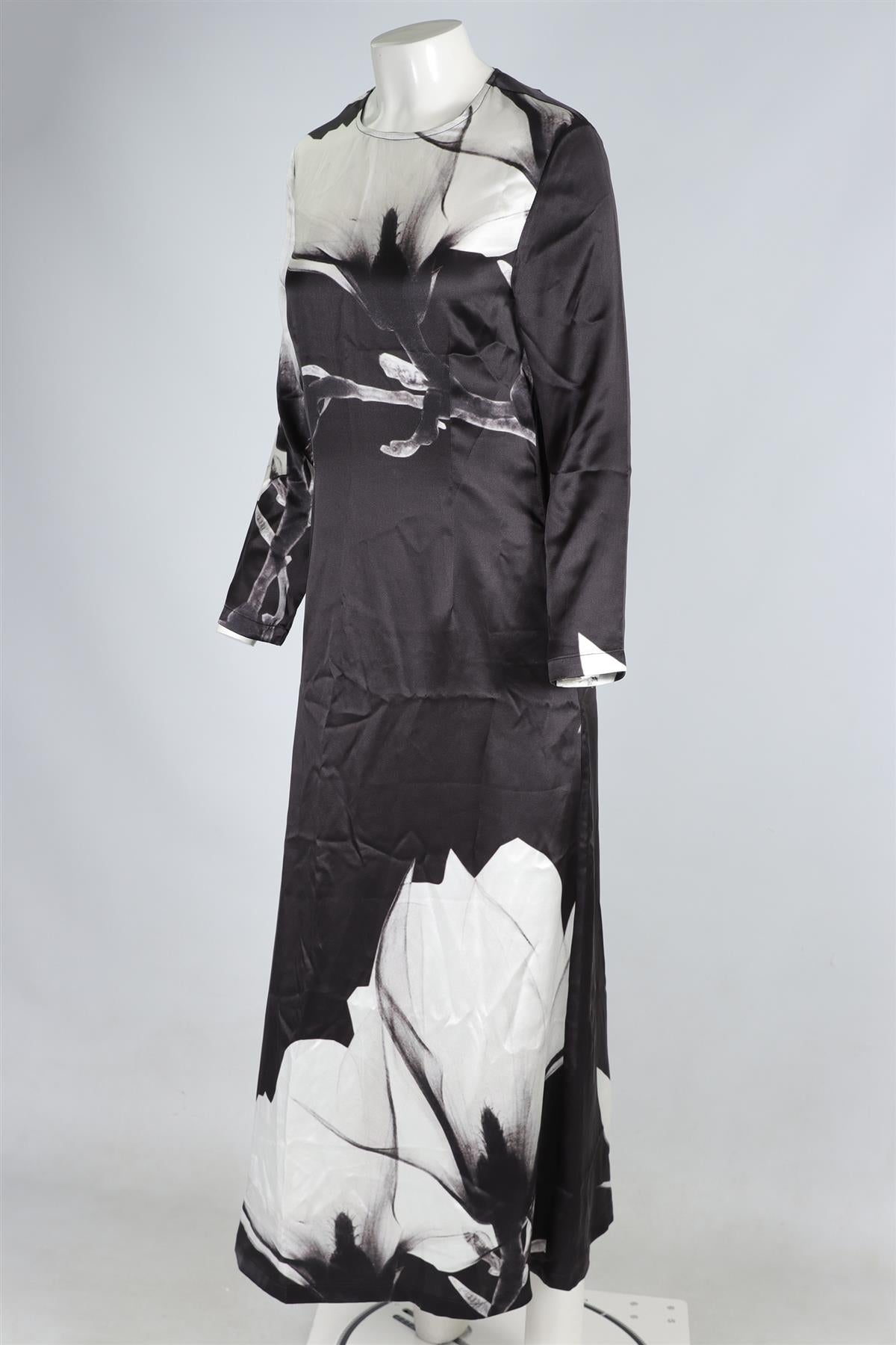 ASCENO BLACK SILK MAXI DRESS XSMALL