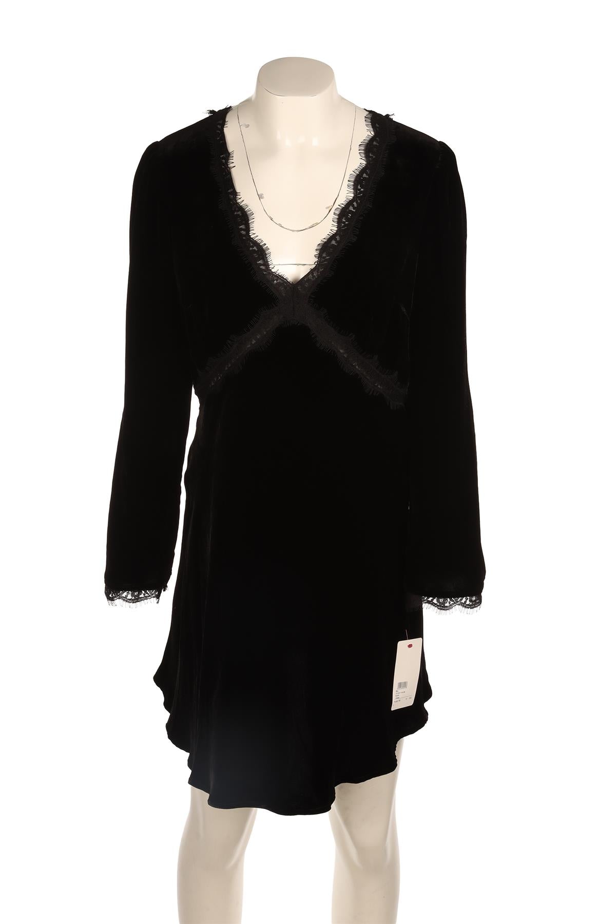 RIXO BLACK VELVET MINI DRESS UK 14