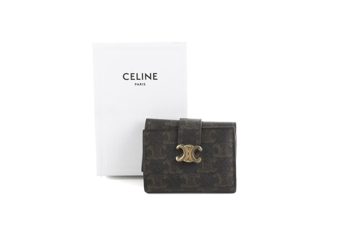 Celine Black Triomphe Canvas Wallet