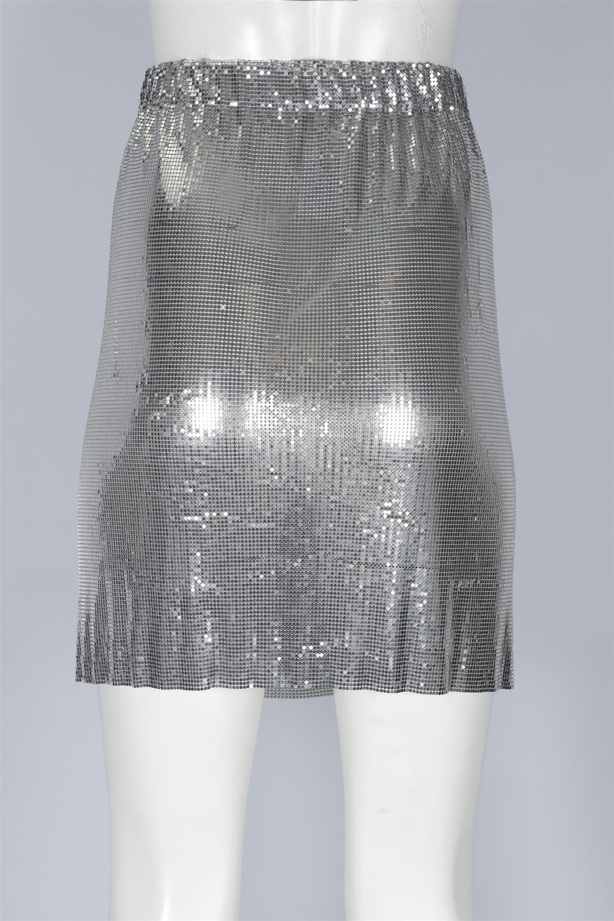 PACO RABANNE SILVER CHAINMAIL MINI SKIRT MEDIUM