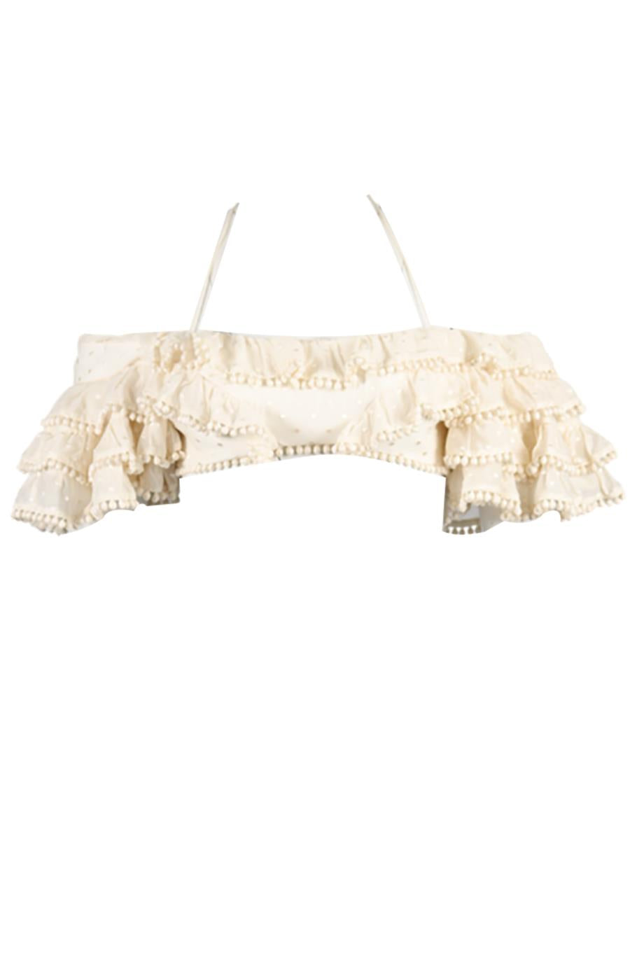 ZIMMERMANN CROPPED COTTON AND SILK BLEND TOP UK 10