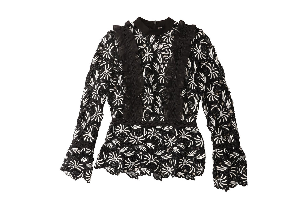 SELF-PORTRAIT BLACK CROCHET TOP UK 8