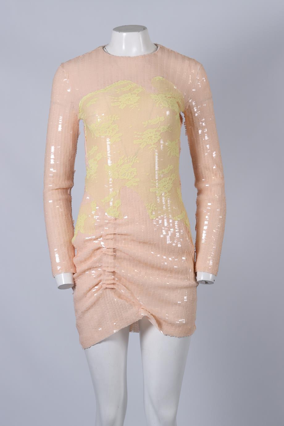 PREEN BY THORNTON BREGAZZI SEQUINNED MESH MINI DRESS MEDIUM