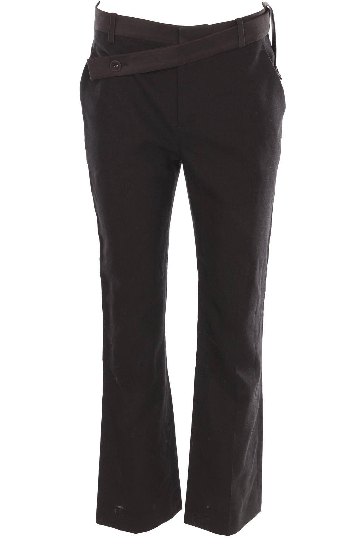 LOUIS VUITTON BLACK 2021 LINEN STRAIGHT LEG PANTS FR 38 UK 10