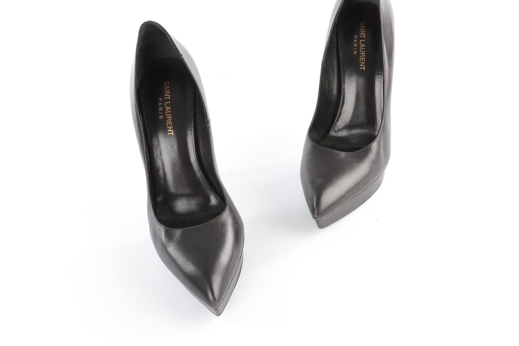 SAINT LAURENT BLACK LEATHER PLATFORM PUMPS
