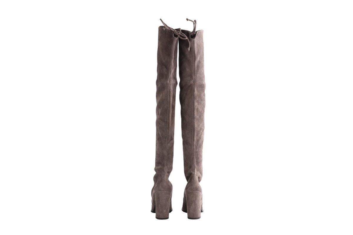 STUART WEITZMAN GREY HIGHLAND SUEDE OVER THE KNEE BOOTS US 8.5 UK 5.5 EU 38.5