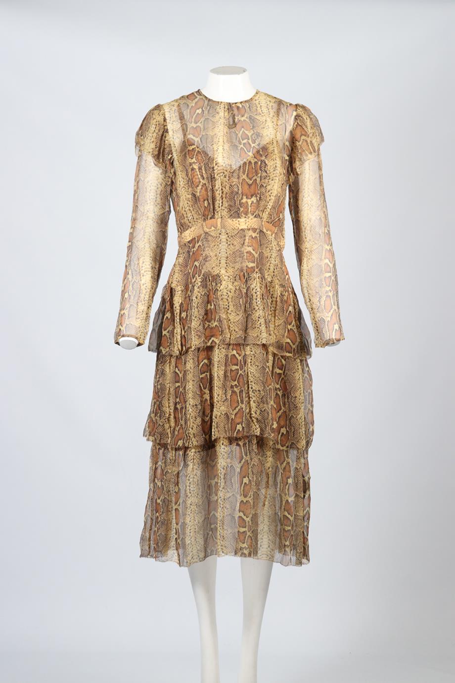 ZIMMERMANN PRINTED SILK MIDI DRESS UK 14
