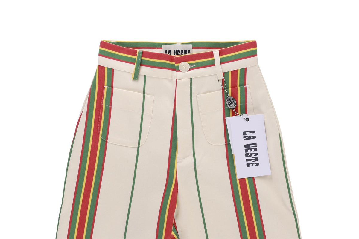 LA VESTE ECRU COTTON STRAIGHT LEG PANTS SMALL