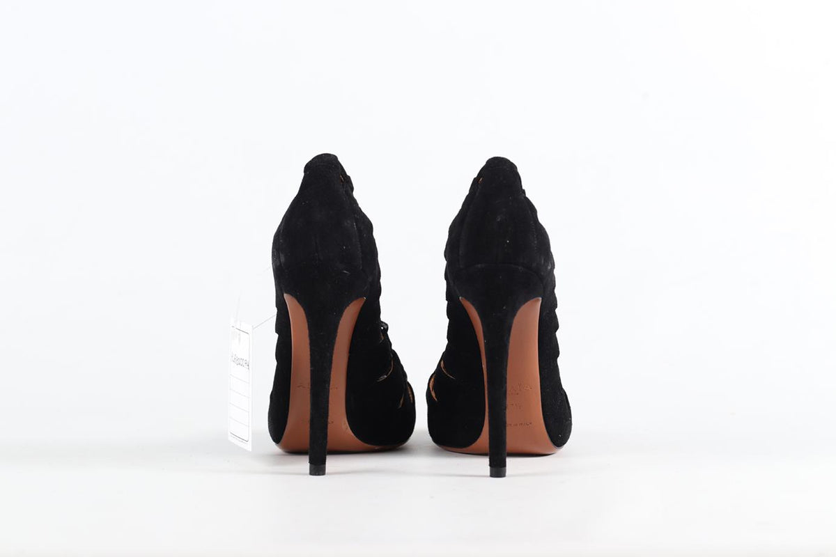 AZZEDINE ALAÏA SUEDE AND LEATHER SANDALS EU 37.5 UK 4.5 US 7.5