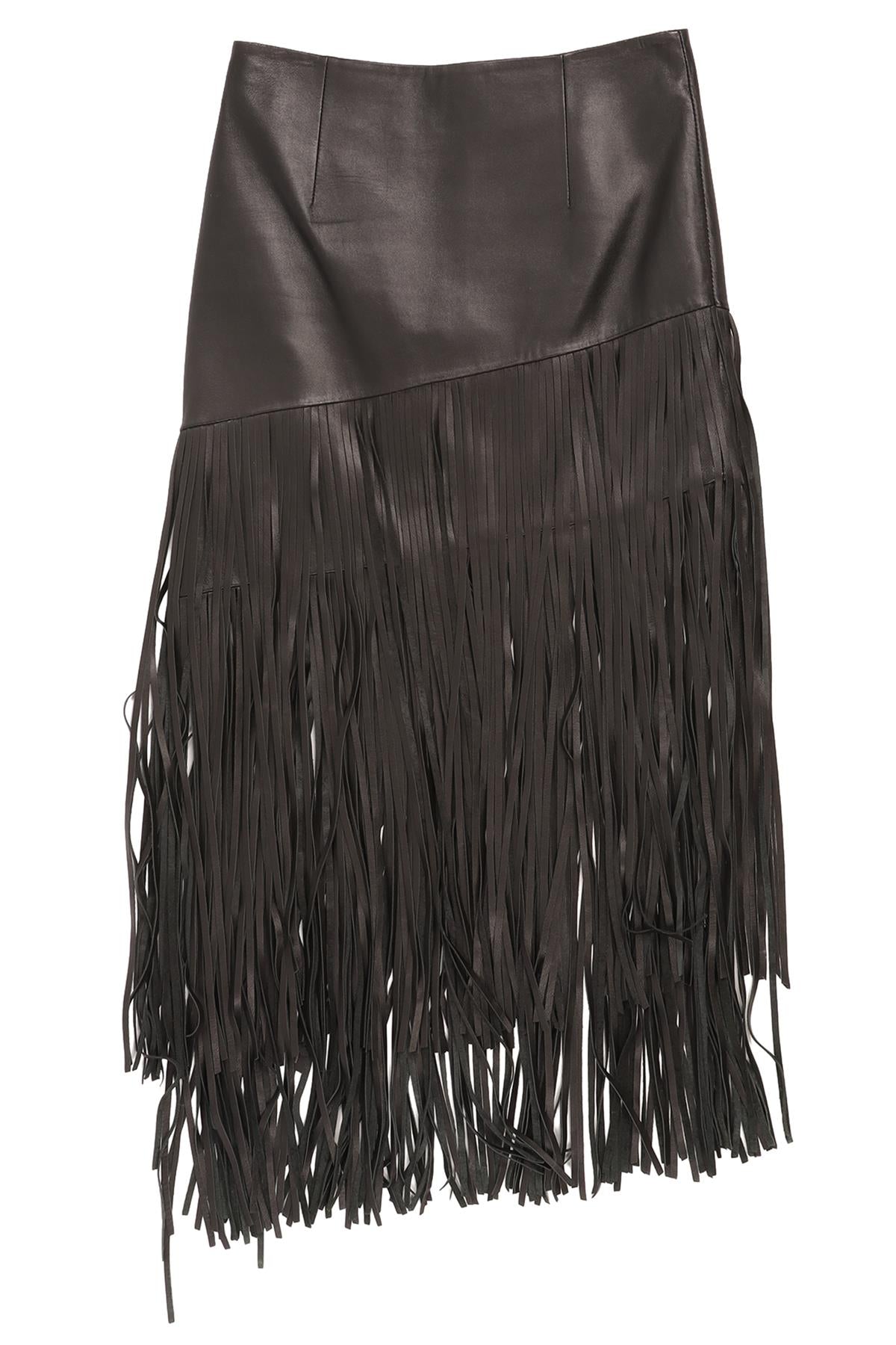 INTERMIX BLACK LEATHER MIDI SKIRT XSMALL