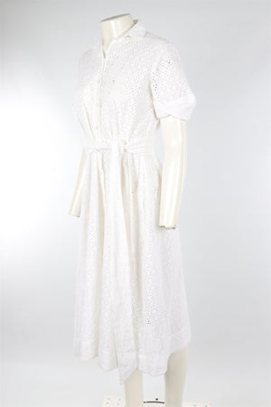LISA MARIE FERNANDEZ WHITE COTTON MAXI DRESS 2 UK 8