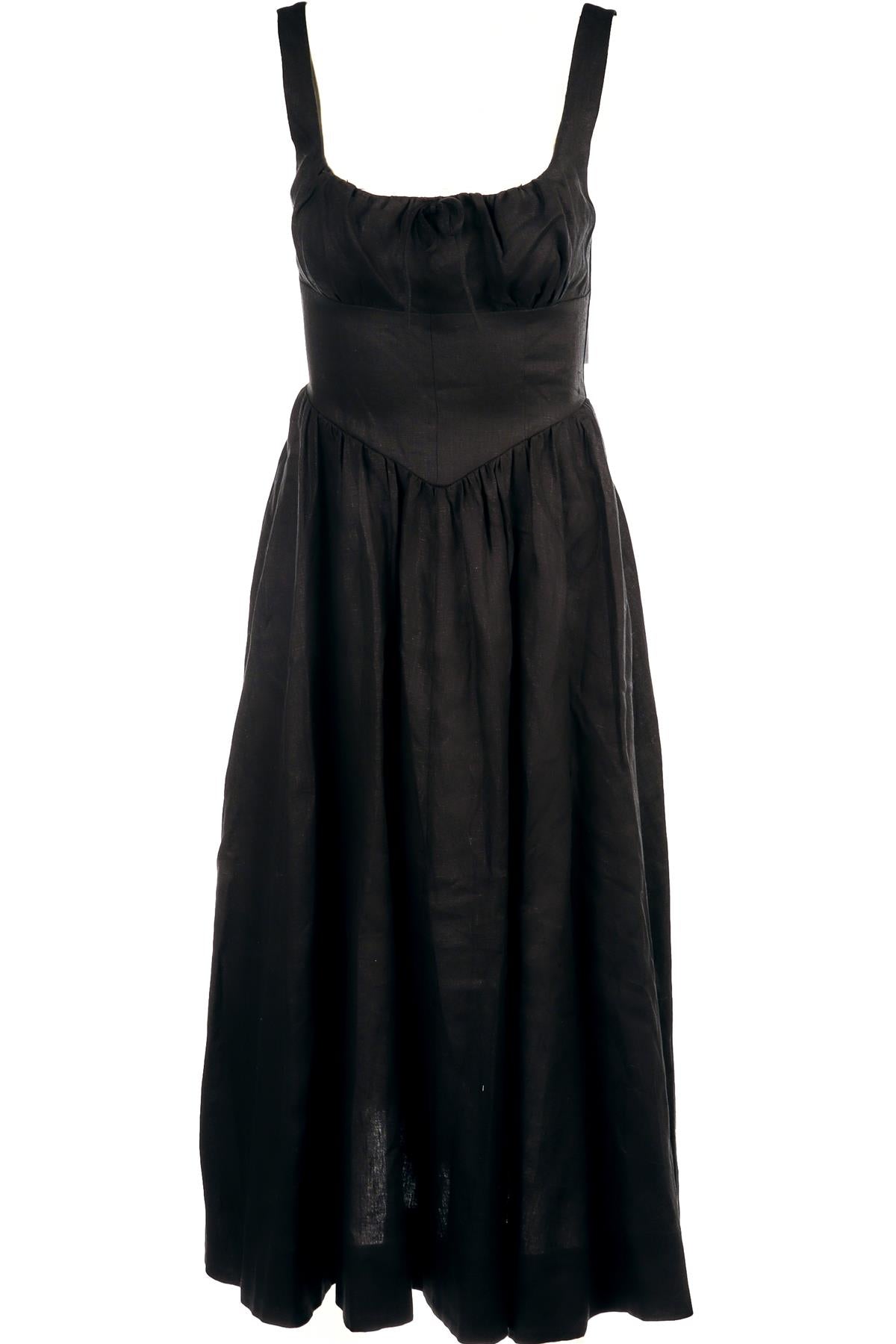 REFORMATION BLACK LINEN MAXI DRESS US 2 UK 6