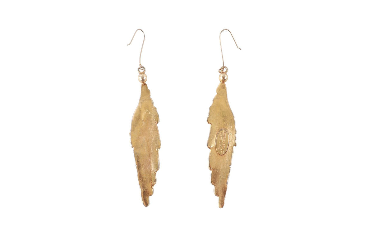 EMILIO PUCCI METALLIC WING GOLD TONE DROP EARRINGS