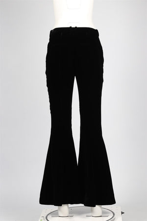 SAINT LAURENT BLACK VELVET FLARED PANTS FR 40 UK 12