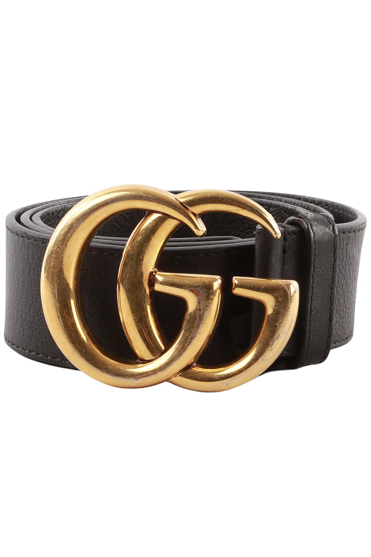 BLACK GG LEATHER WAIST BELT