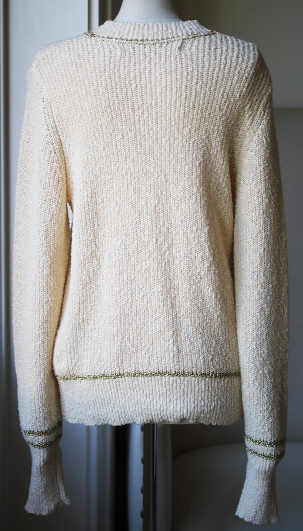 RAQUEL ALLEGRA METALLIC DISTRESSED COTTON BLEND SWEATER UK 12