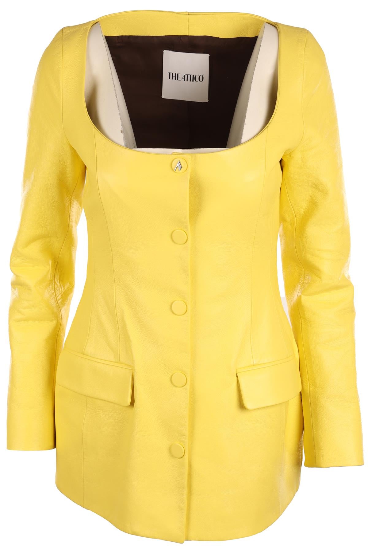 THE ATTICO YELLOW LEATHER BLAZER IT 42 UK 10