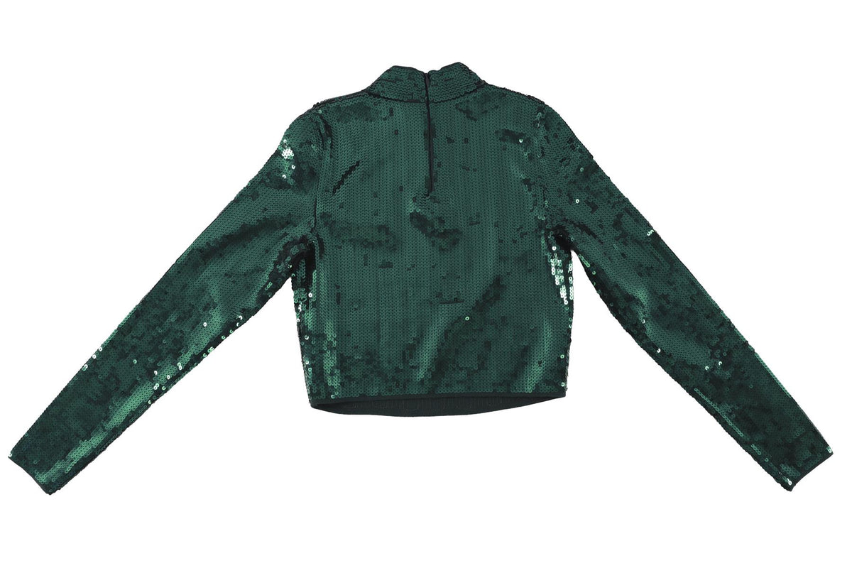 SANDRO GREEN SEQUIN TOP FR 36 UK 8