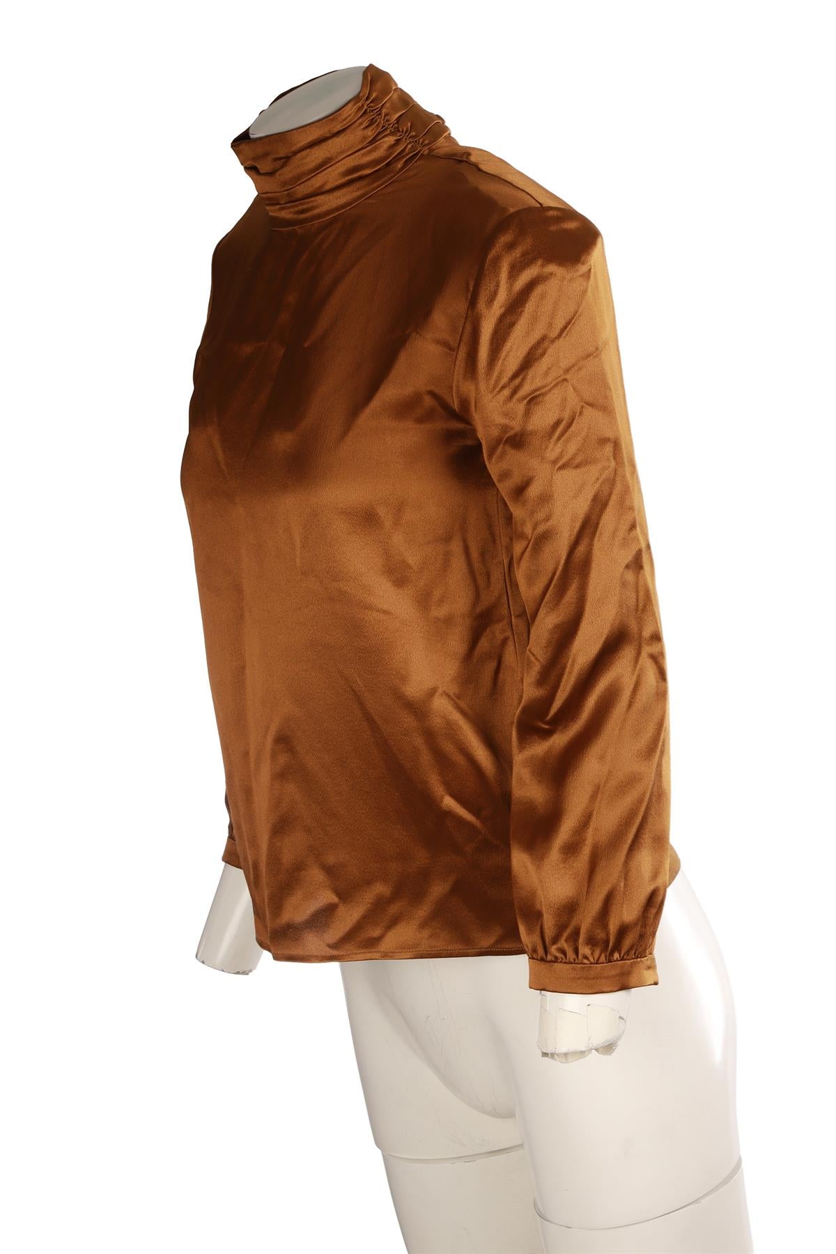 SAINT LAURENT GOLD SILK TOP FR 36 UK 8
