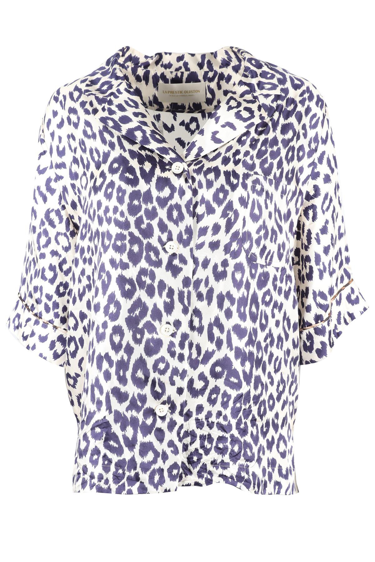LA PRESTIC OUISTON CREAM AND NAVY SILK TOP SIZE 1 UK 8