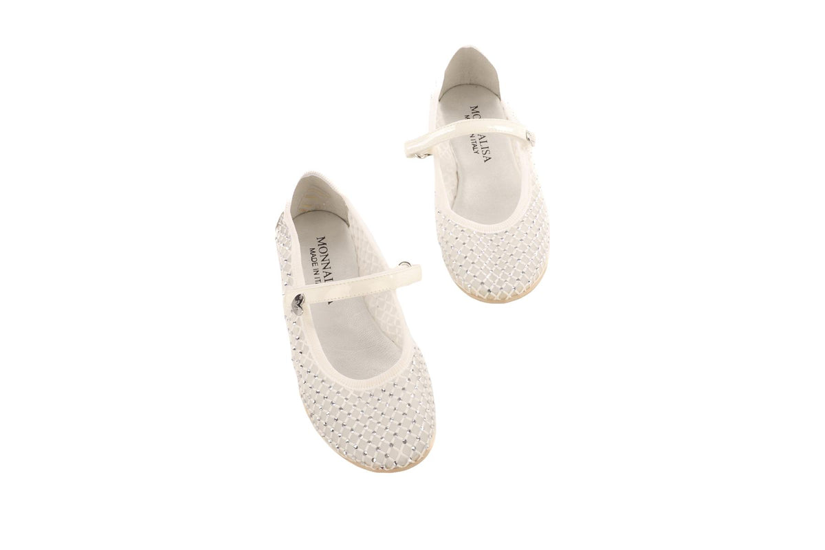 MONNALISA WHITE KIDS GIRLS BALLET FLATS EU 29 UK 11 US 12
