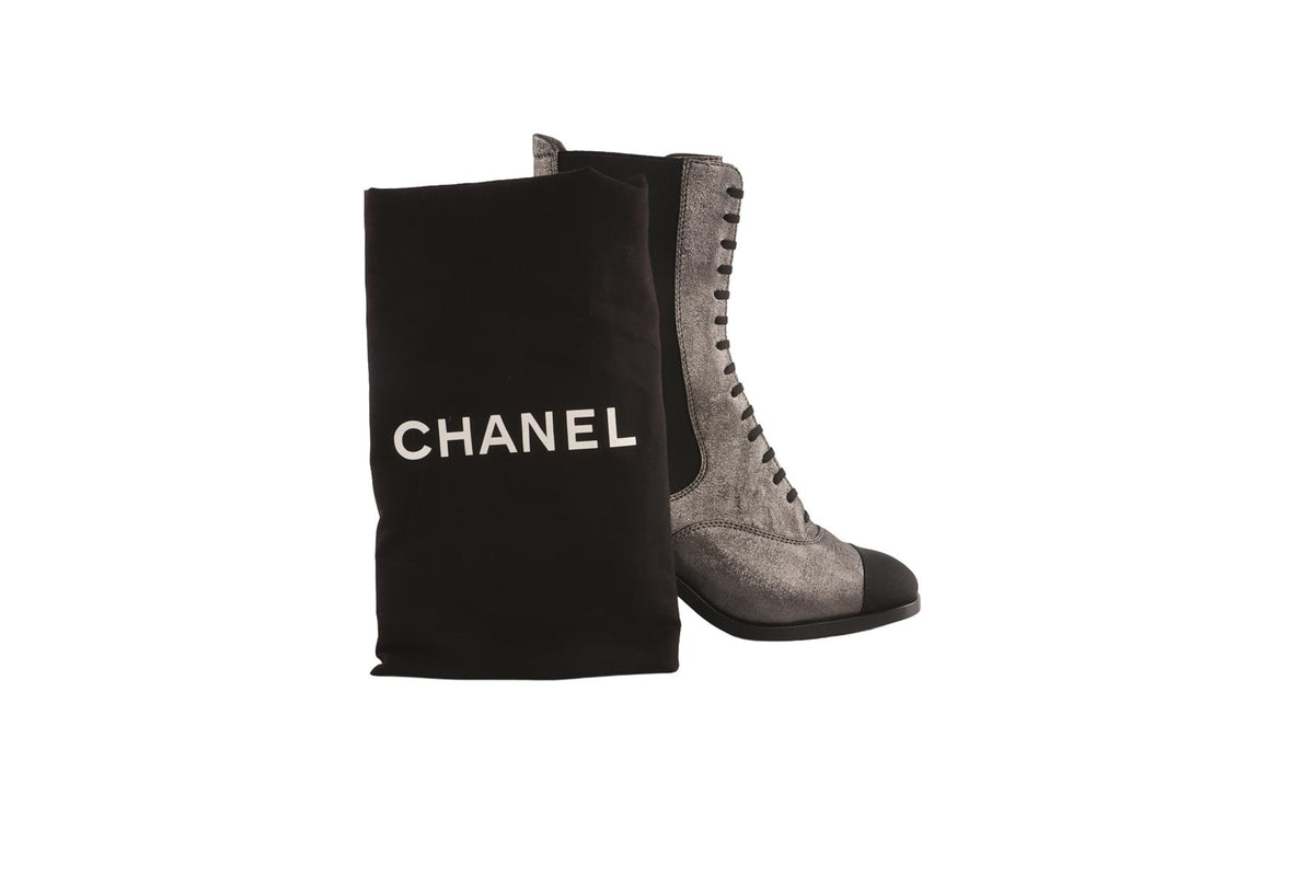 CHANEL METALLIC 2019 NUBUCK BOOTS EU 37.5