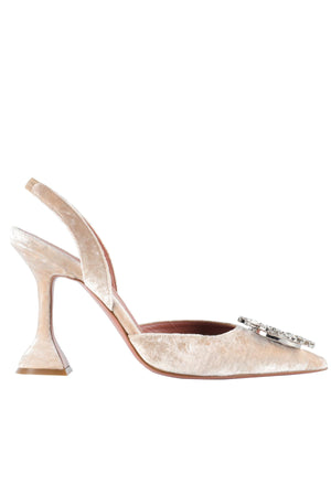 AMINA MUADDI BEIGE VELVET SLINGBACK PUMPS EU 38 UK 5 US 8