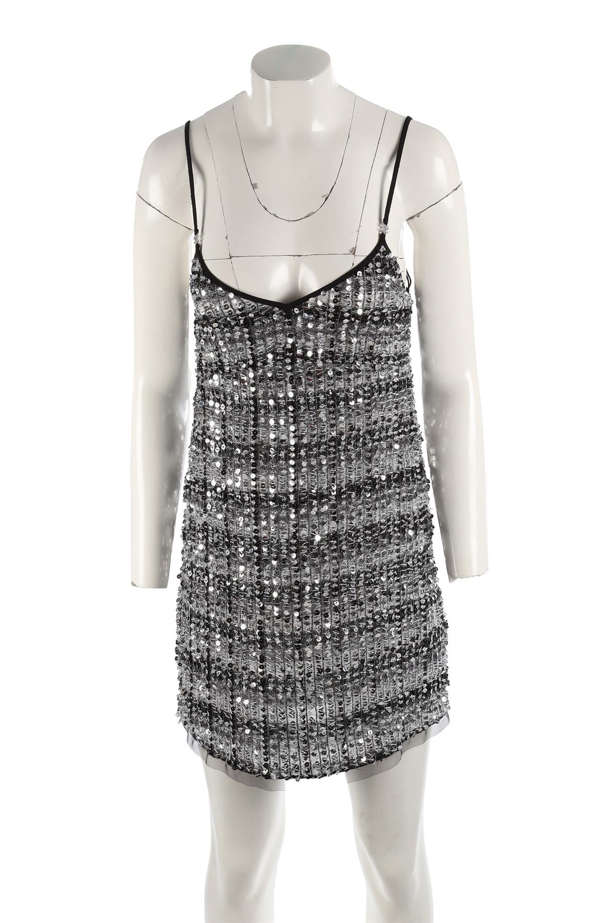 CHANEL 2024 BLACK SEQUIN MINI DRESS FR 38 UK 10