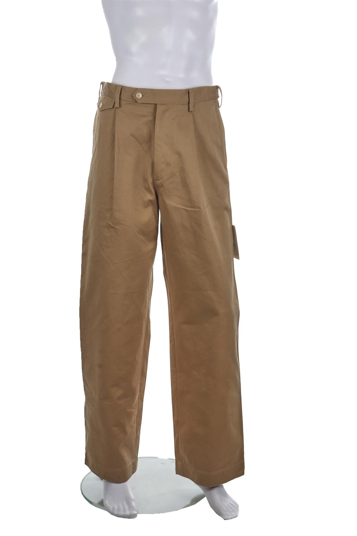 AURALEE BROWN COTTON MENS WIDE LEG PANTS SMALL