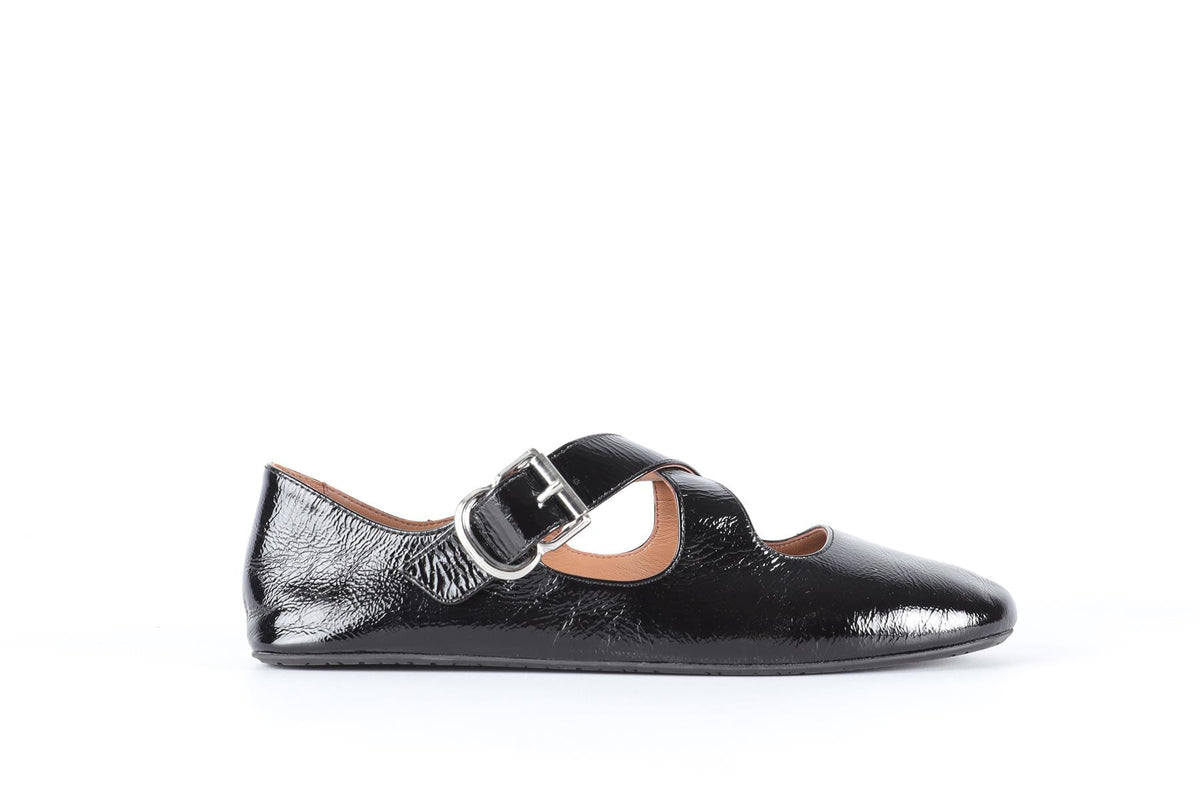ALAÏA BLACK CRISS CROSS LEATHER BALLET FLATS EU 38 UK 5 US 8