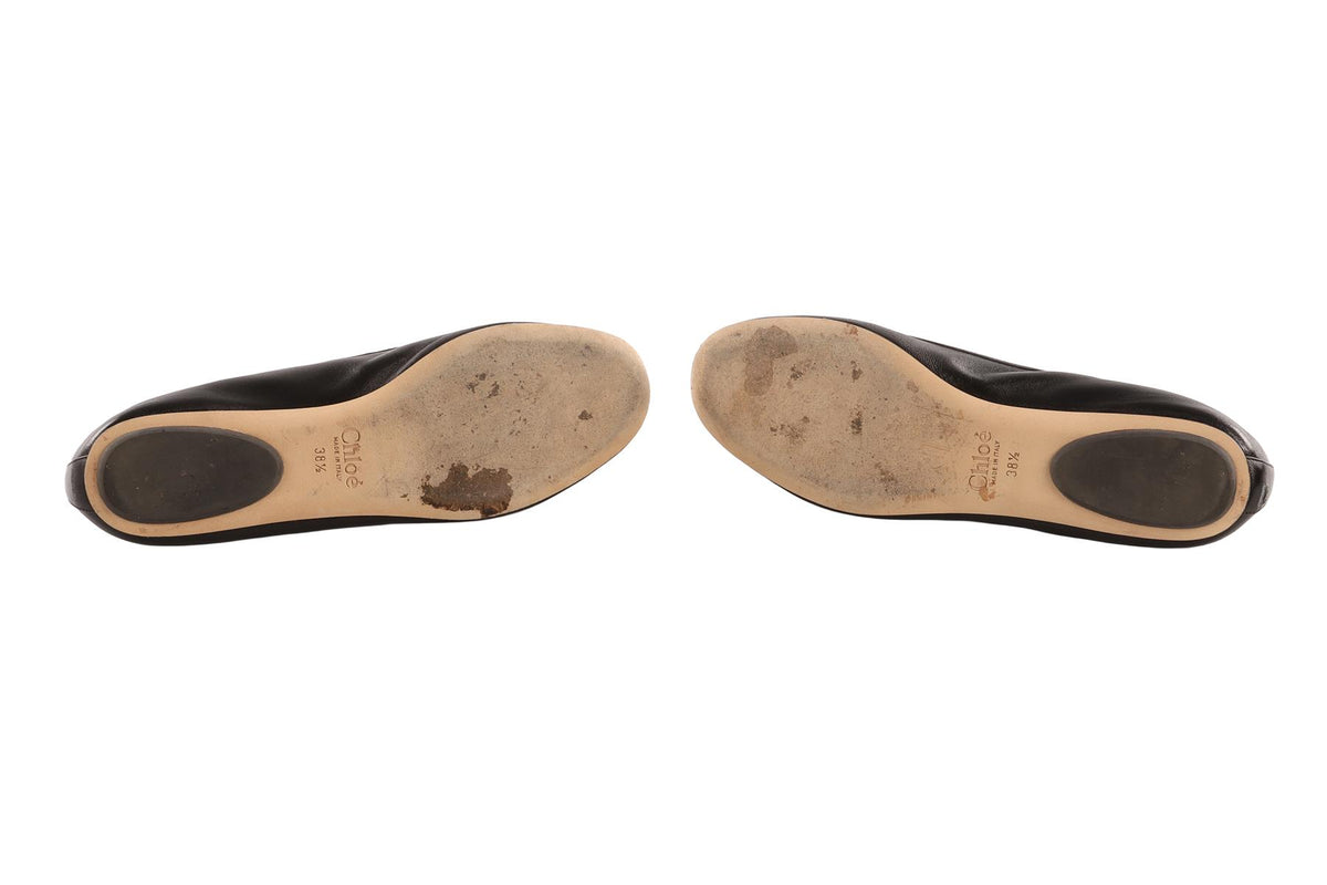 CHLOÉ BLACK LEATHER BALLET FLATS EU 38.5 UK 5.5