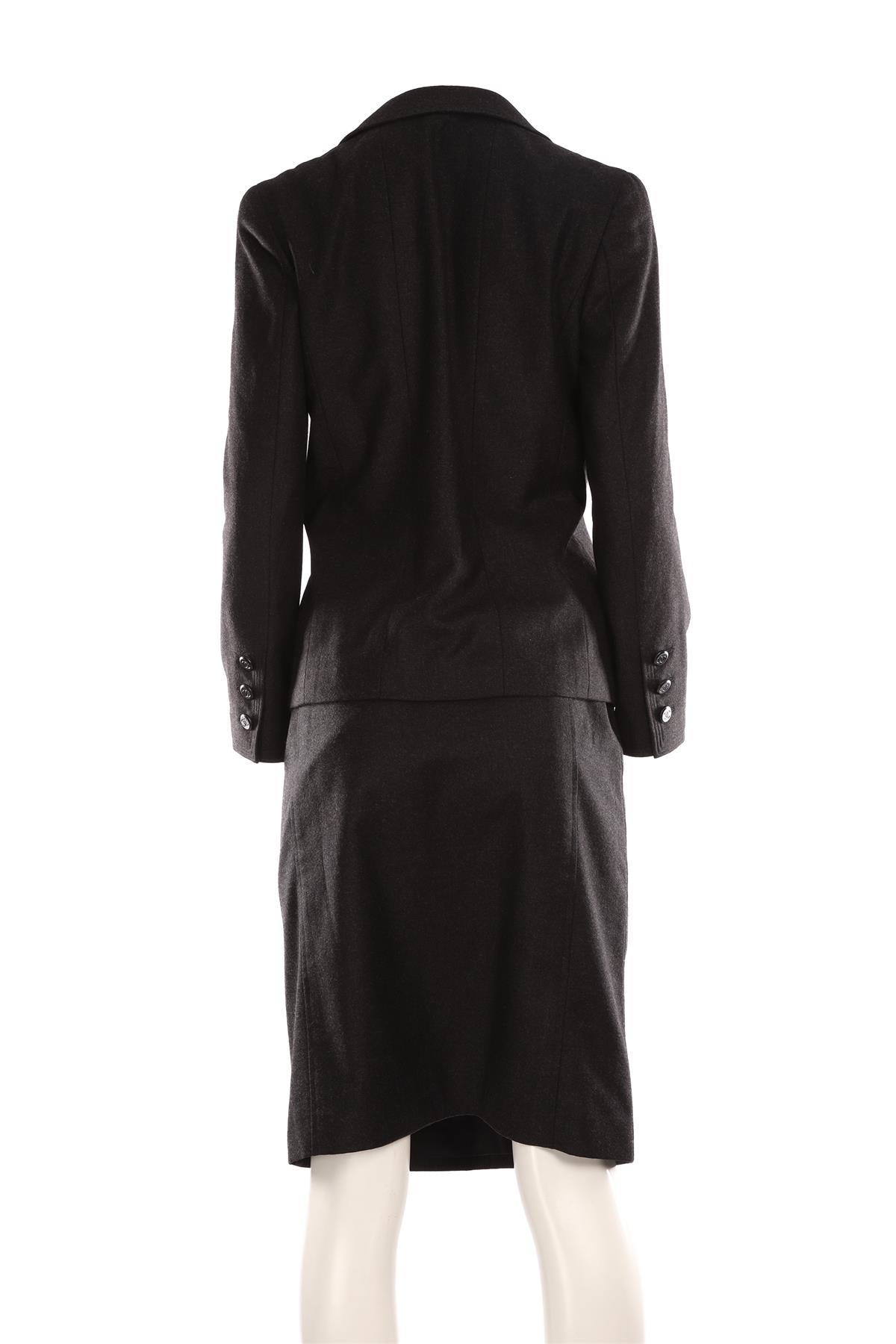 CHANEL GREY 1998 WOOL SKIRT SET FR 38 UK 10