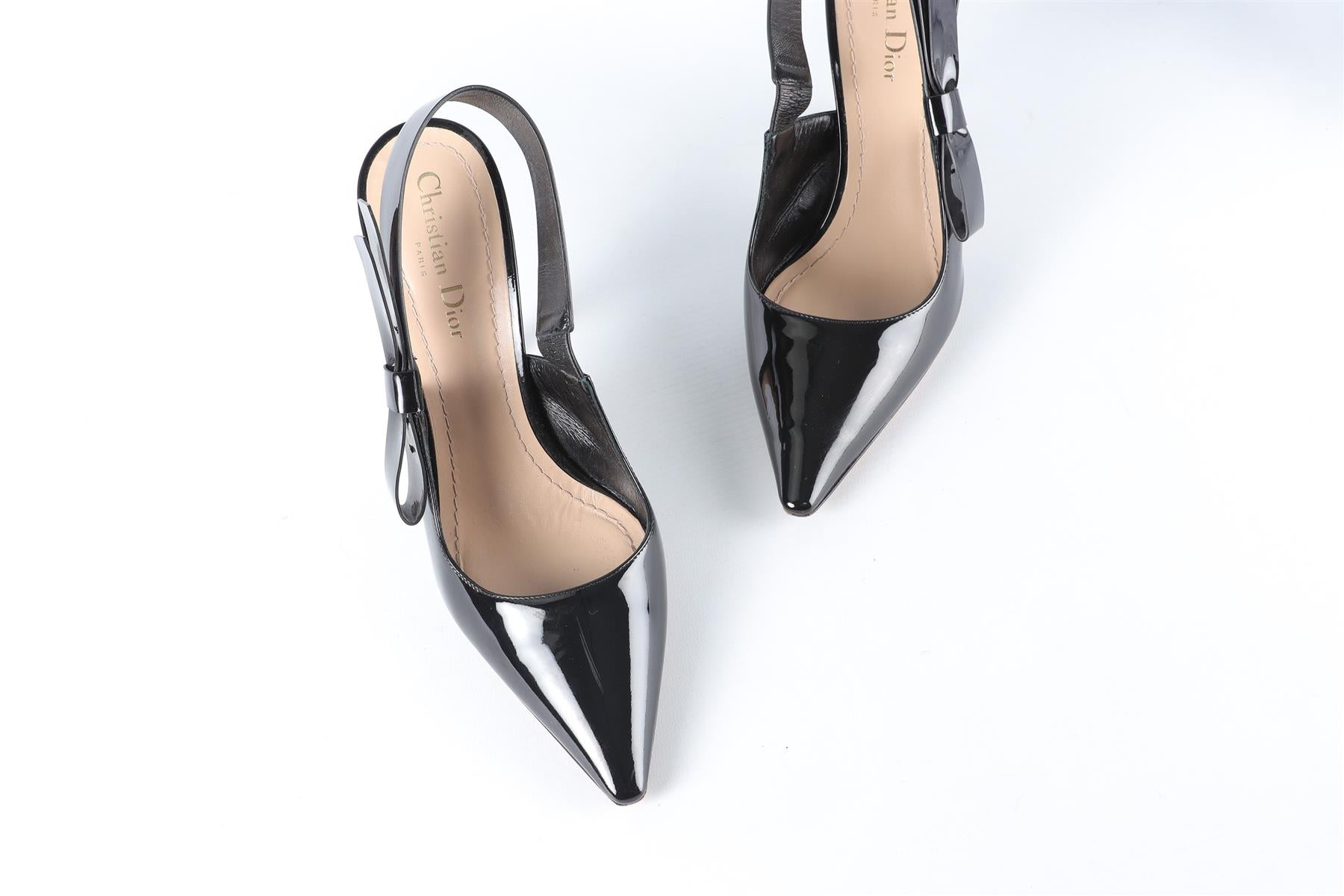 CHRISTIAN DIOR BLACK J'ADIOR LEATHER SLINGBACK PUMPS EU 39 UK 6 US 9