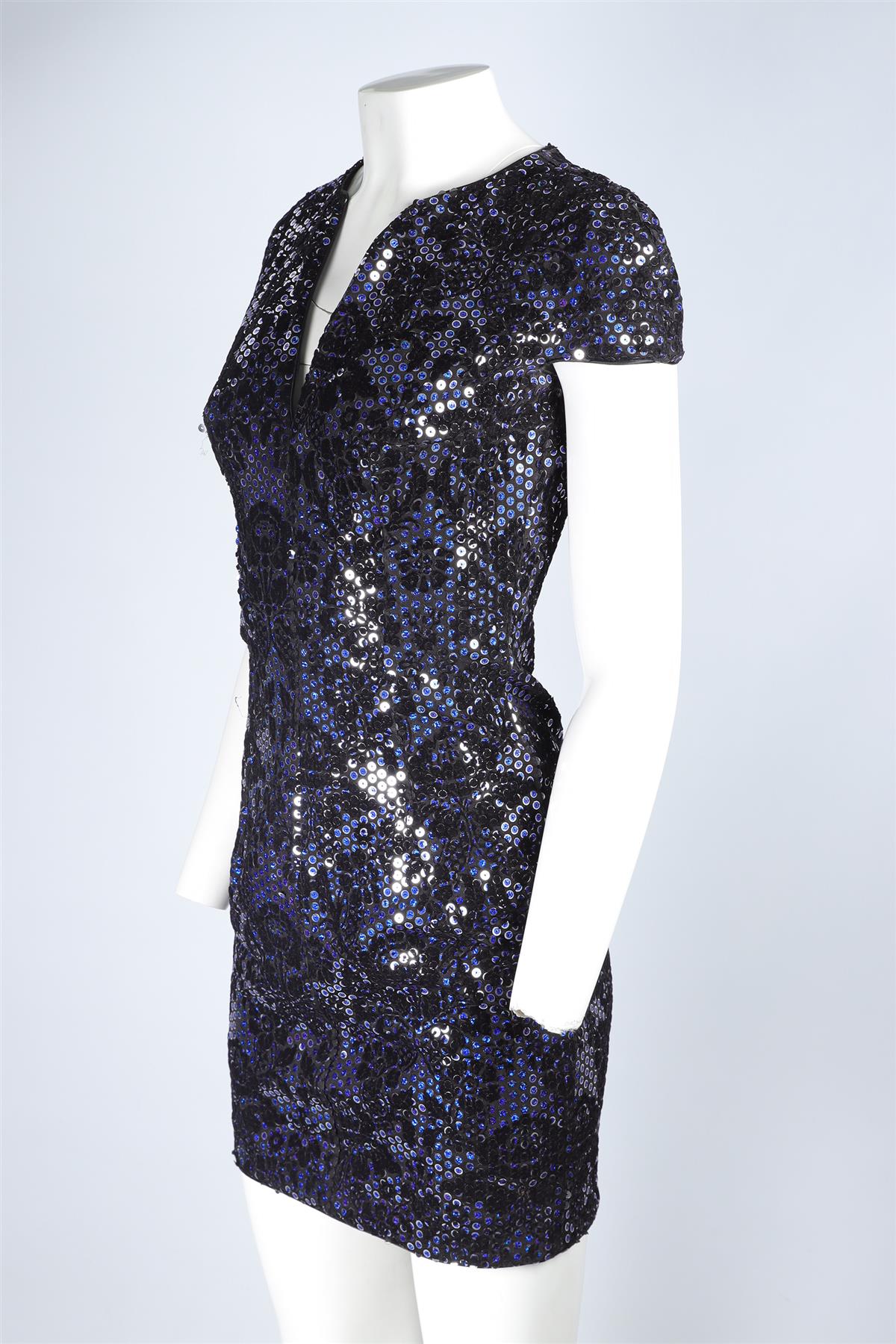 JUST CAVALLI BLUE SEQUIN MINI DRESS SMALL