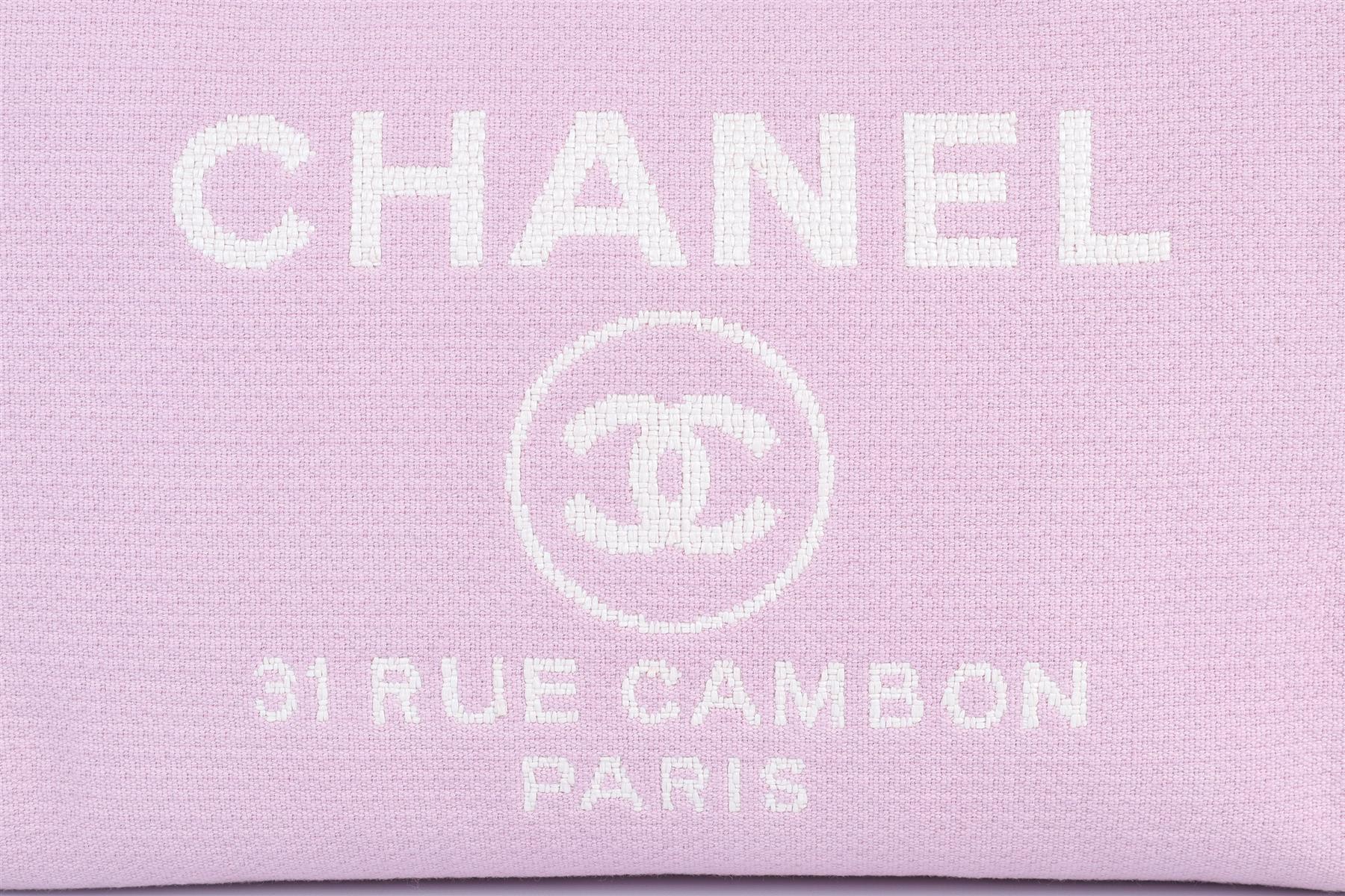 CHANEL PINK 2022 DEAUVILLE SMALL FABRIC TOTE BAG