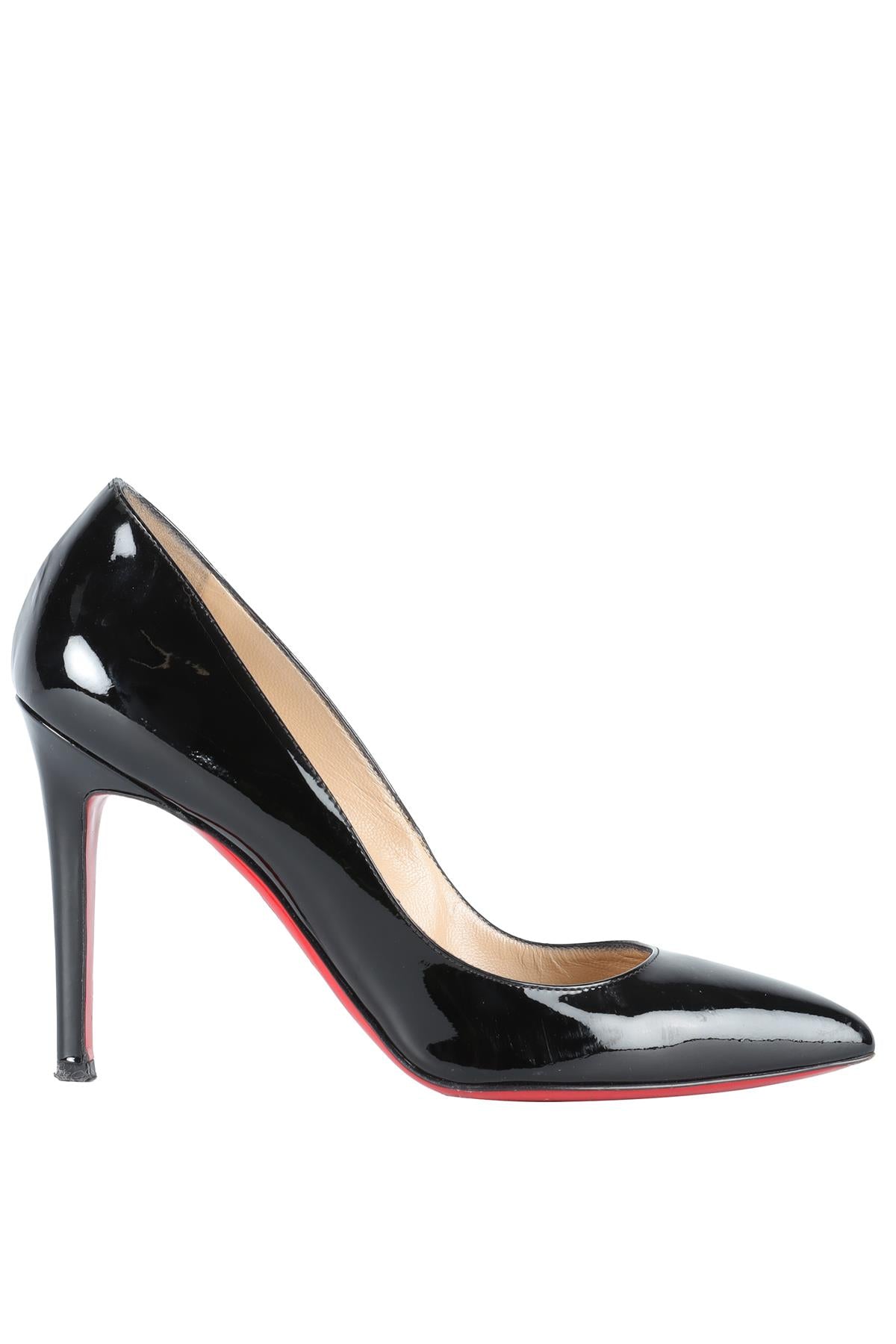 CHRISTIAN LOUBOUTIN BLACK PATENT LEATHER PUMPS EU 37.5 UK 4.5 US 7.5