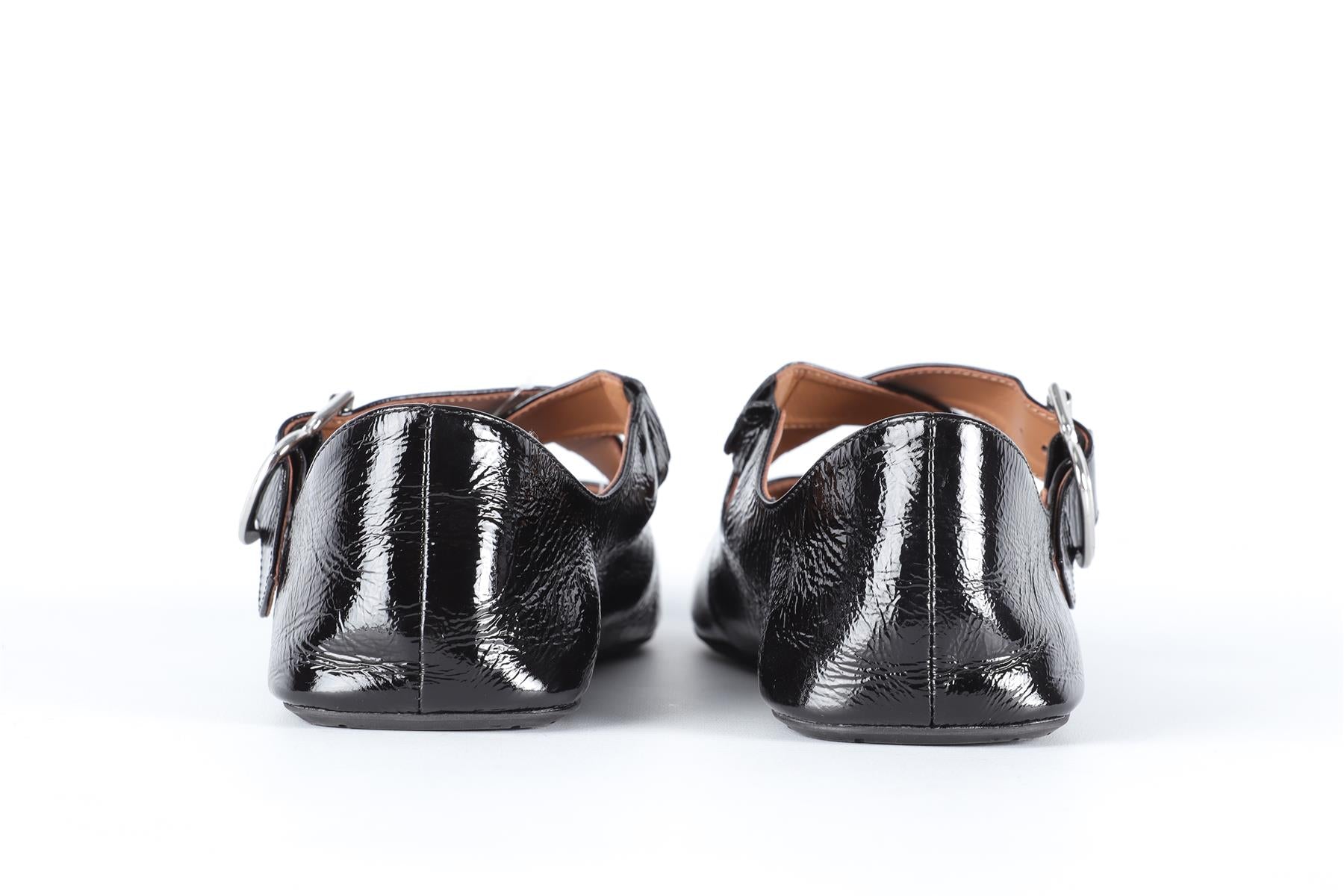 ALAÏA BLACK CRISS CROSS LEATHER BALLET FLATS EU 38 UK 5 US 8