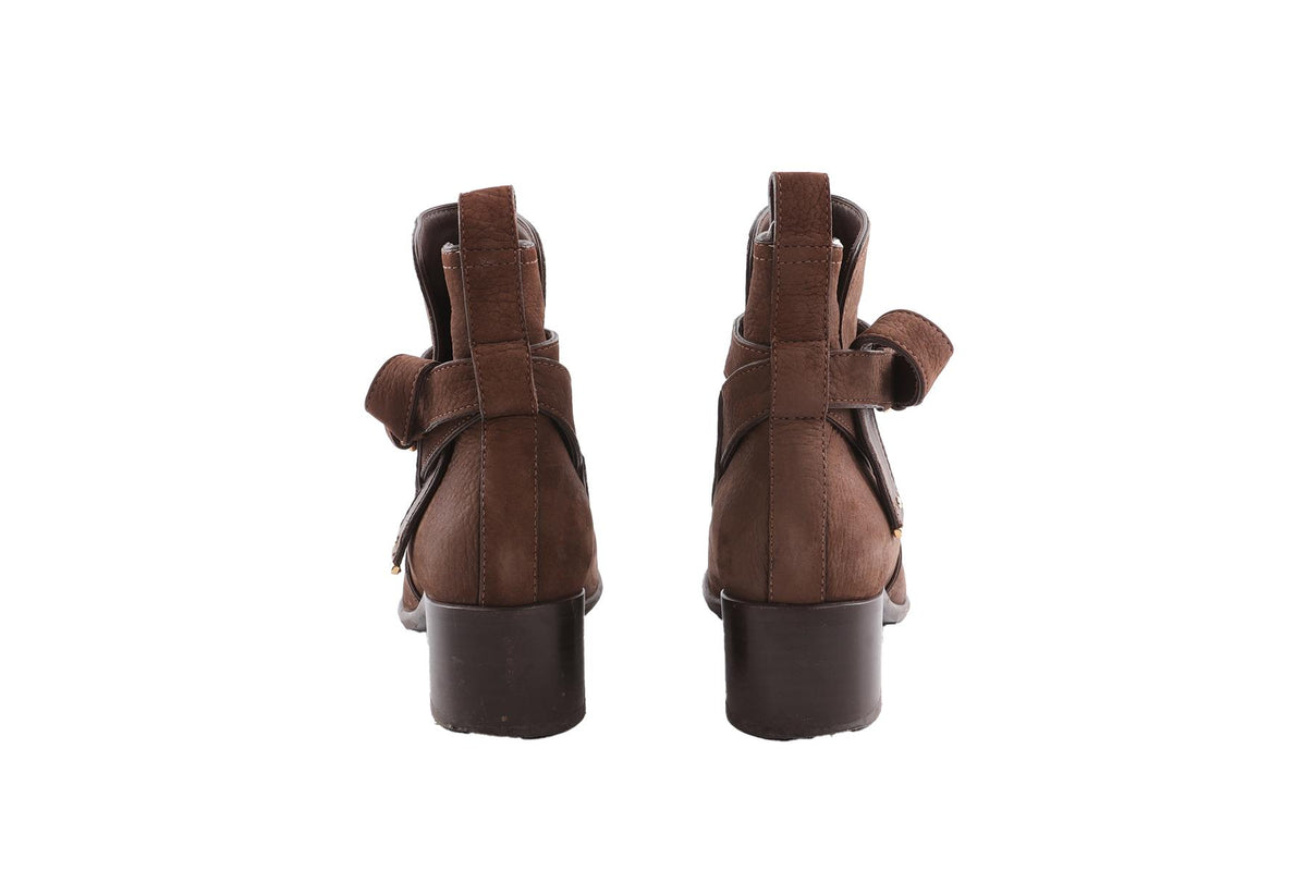 LOUIS VUITTON BROWN SUEDE ANKLE BOOTS EU 38
