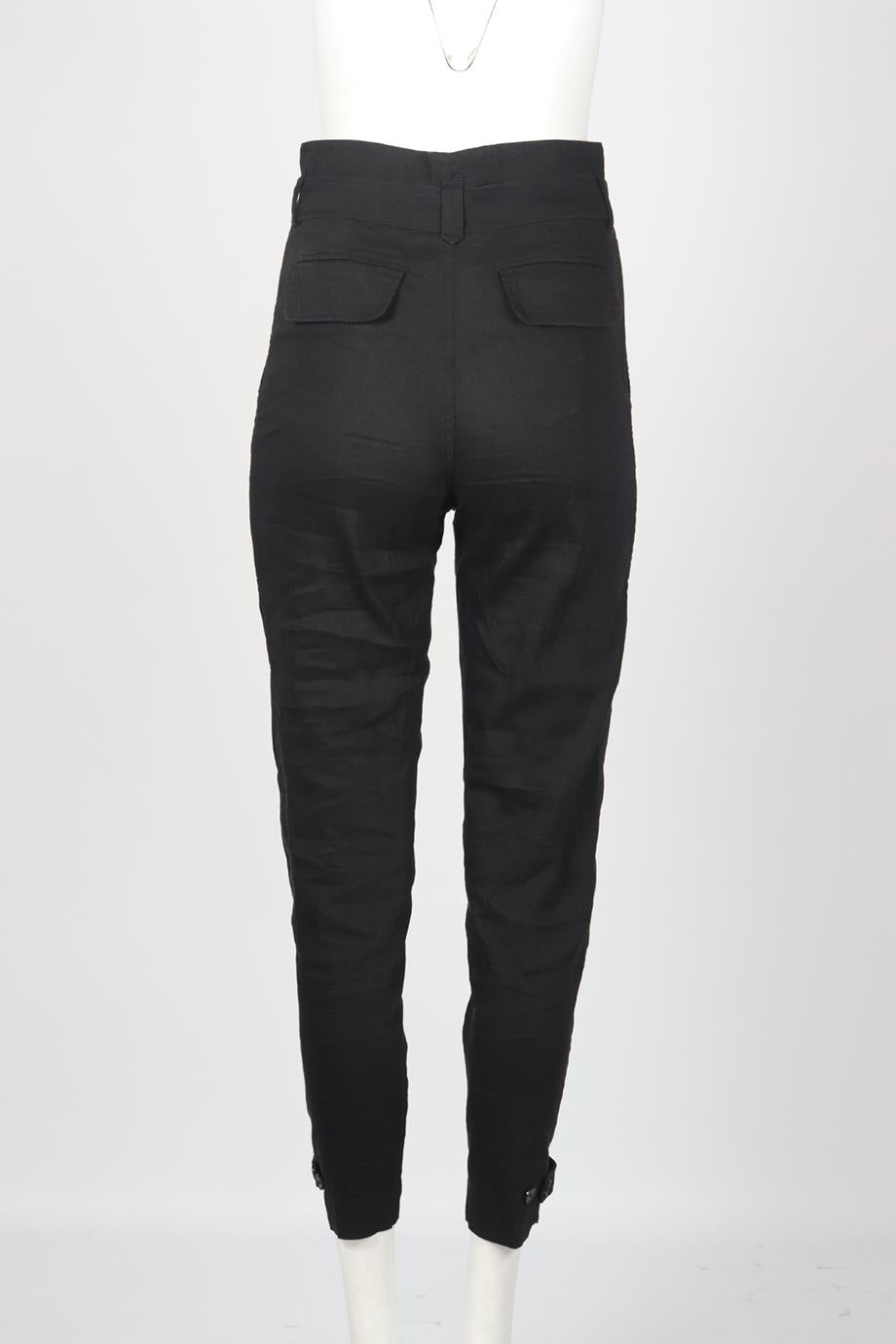 FRAME BELTED LINEN BLEND TAPERED PANTS XSMALL