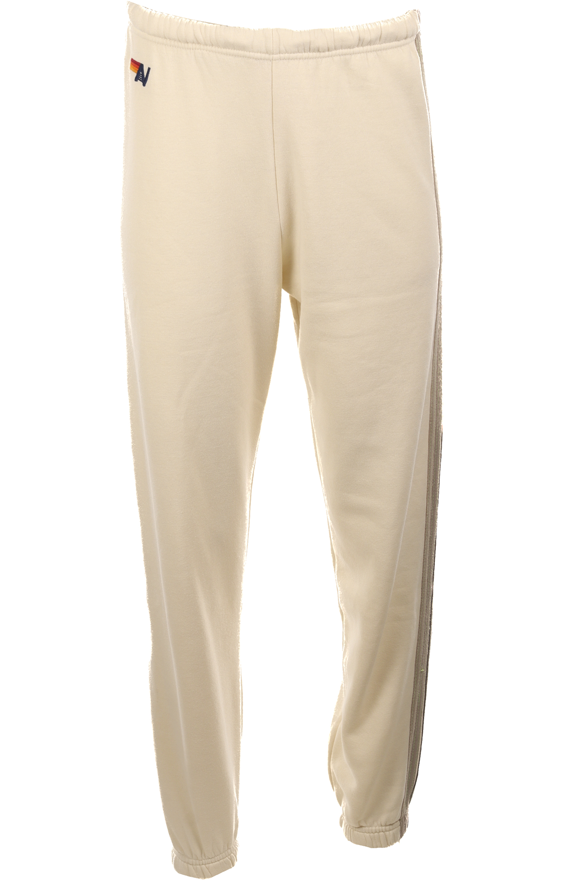 AVIATOR NATION CREAM COTTON TRACK PANTS SMALL